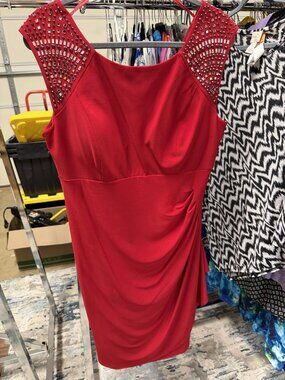 R&m Richard’s Size 14 Embellished Shoulder Bodycon Dress